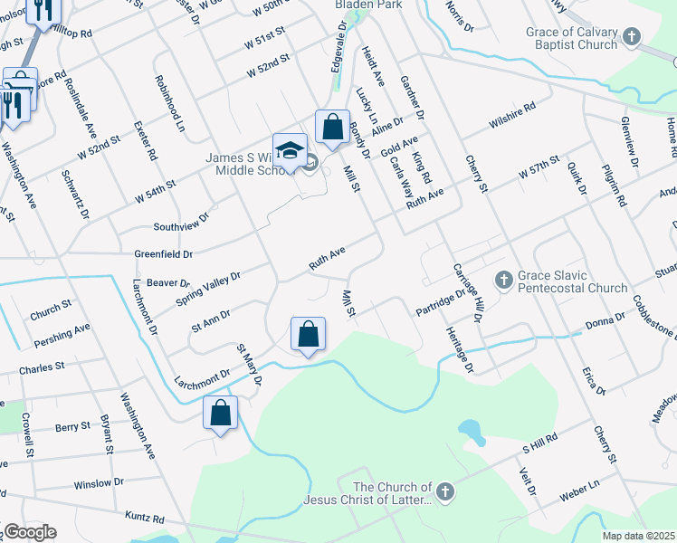 map of restaurants, bars, coffee shops, grocery stores, and more near 913 Tory Dr in Erie