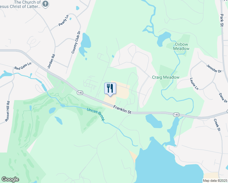 map of restaurants, bars, coffee shops, grocery stores, and more near 100 Stonewall Boulevard in Wrentham