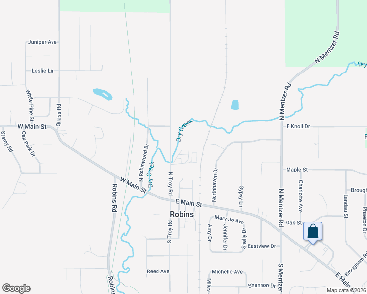 map of restaurants, bars, coffee shops, grocery stores, and more near 182-398 N Troy Rd in Robins