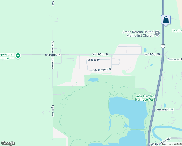 map of restaurants, bars, coffee shops, grocery stores, and more near 1716 Ada Hayden Road in Ames
