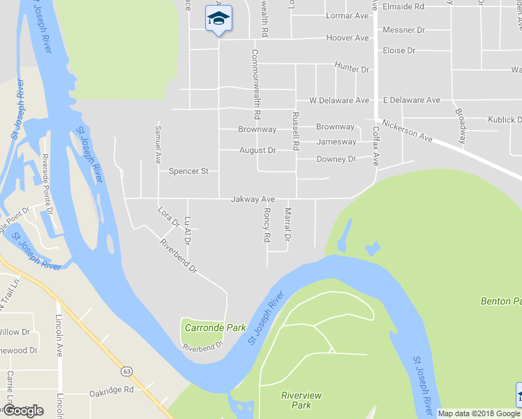 map of restaurants, bars, coffee shops, grocery stores, and more near 400 Jakway Avenue in Benton Harbor