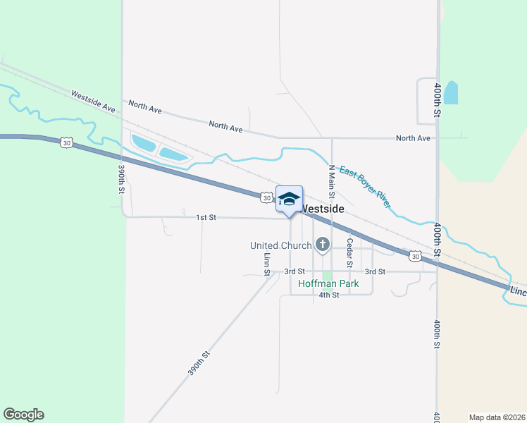 map of restaurants, bars, coffee shops, grocery stores, and more near 407 U.S. 30 in Westside