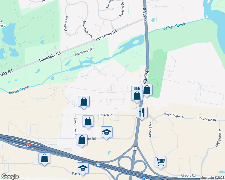 map of restaurants, bars, coffee shops, grocery stores, and more near 50 Canterfield Parkway West in West Dundee
