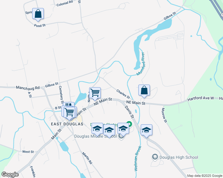 map of restaurants, bars, coffee shops, grocery stores, and more near 23 Charles Street in Douglas