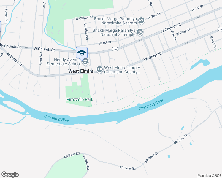 map of restaurants, bars, coffee shops, grocery stores, and more near 81 Cleveland Avenue in Elmira