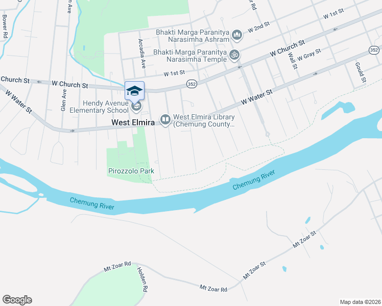 map of restaurants, bars, coffee shops, grocery stores, and more near 81 Cleveland Avenue in Elmira
