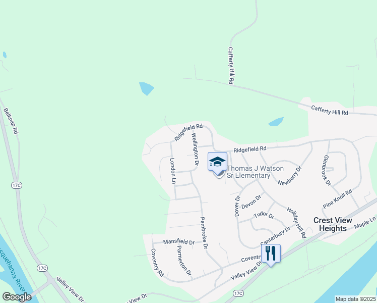 map of restaurants, bars, coffee shops, grocery stores, and more near 4 Wellington Court in Endicott