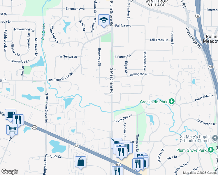 map of restaurants, bars, coffee shops, grocery stores, and more near 4801 Amaarja Court in Palatine