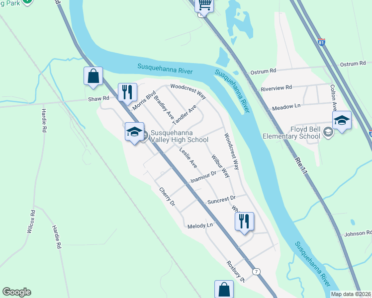 map of restaurants, bars, coffee shops, grocery stores, and more near 2 Munson St in Conklin