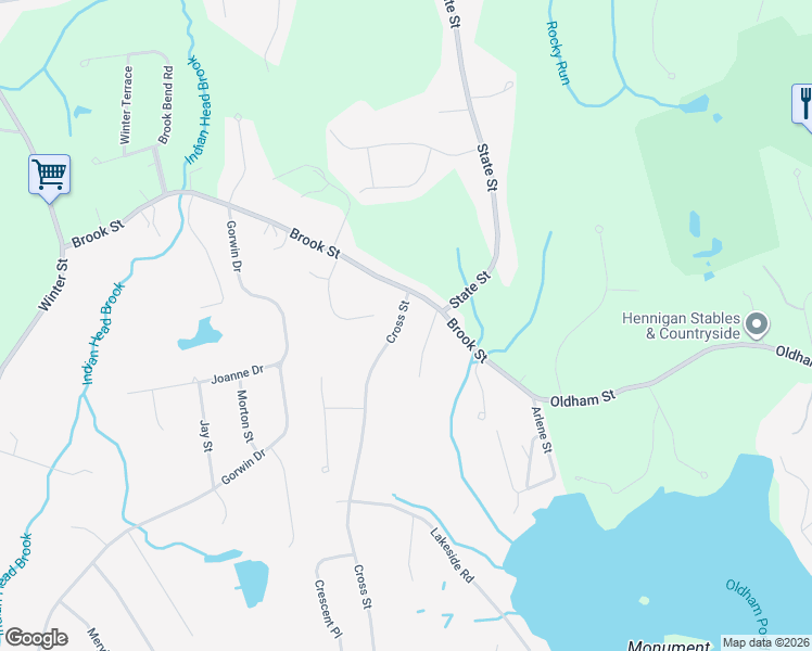 map of restaurants, bars, coffee shops, grocery stores, and more near 33 Cross Street in Hanson