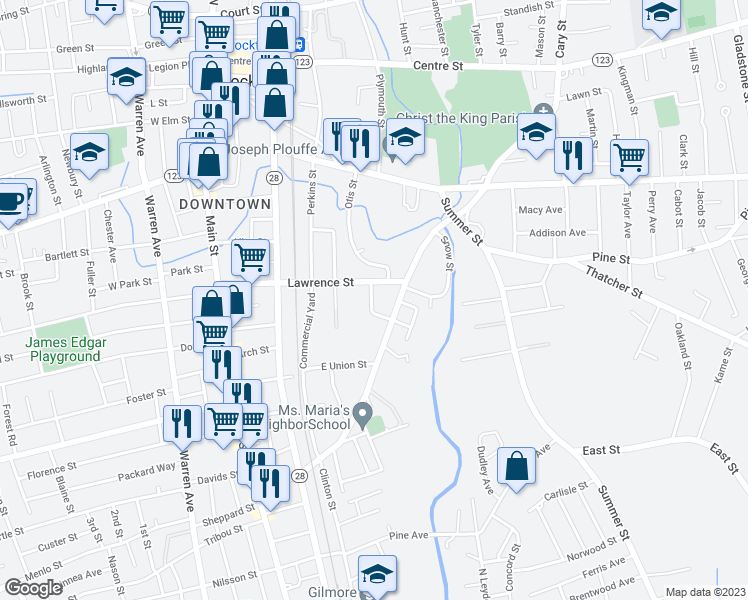 map of restaurants, bars, coffee shops, grocery stores, and more near 16 Shealey Avenue in Brockton