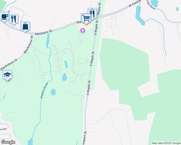 map of restaurants, bars, coffee shops, grocery stores, and more near 70 South Maple Street in Bellingham