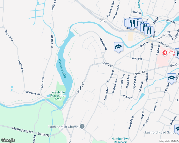 map of restaurants, bars, coffee shops, grocery stores, and more near 515 South Street in Southbridge