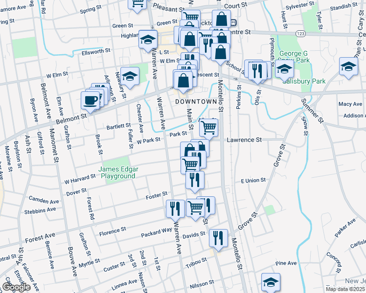 map of restaurants, bars, coffee shops, grocery stores, and more near 20 Winthrop Street in Brockton