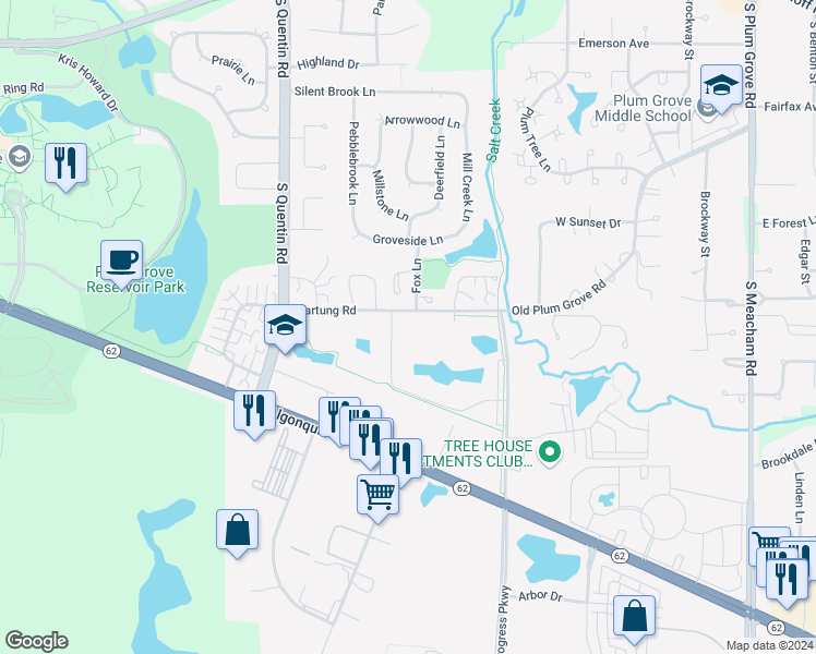 map of restaurants, bars, coffee shops, grocery stores, and more near 900 Casey Court in Schaumburg