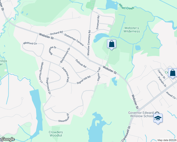 map of restaurants, bars, coffee shops, grocery stores, and more near 26 Signal Hill Road in Marshfield