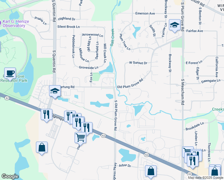 map of restaurants, bars, coffee shops, grocery stores, and more near 1017 Buccaneer Drive in Schaumburg