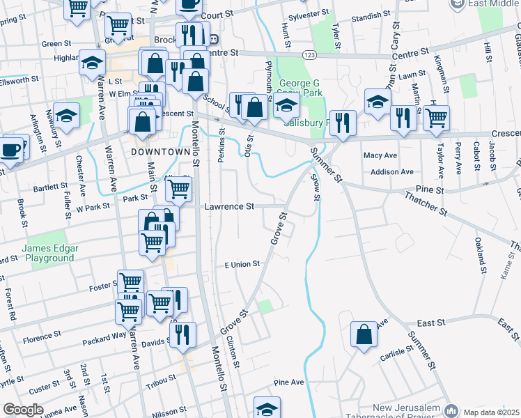 map of restaurants, bars, coffee shops, grocery stores, and more near 16 Shealey Avenue in Brockton