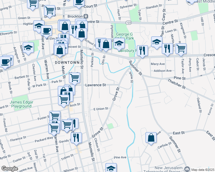 map of restaurants, bars, coffee shops, grocery stores, and more near 16 Shealey Avenue in Brockton