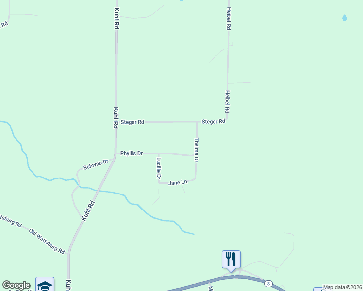 map of restaurants, bars, coffee shops, grocery stores, and more near 4520 Phyllis Dr in Erie