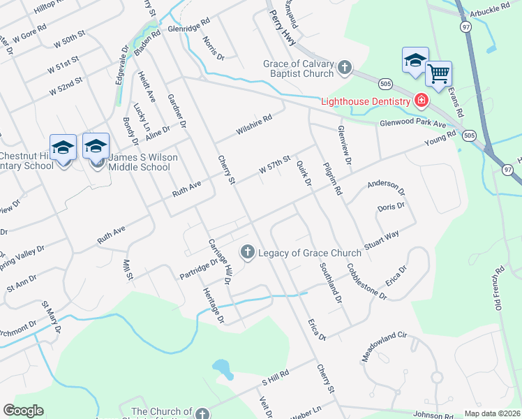 map of restaurants, bars, coffee shops, grocery stores, and more near 548 Intrepid Drive in Erie