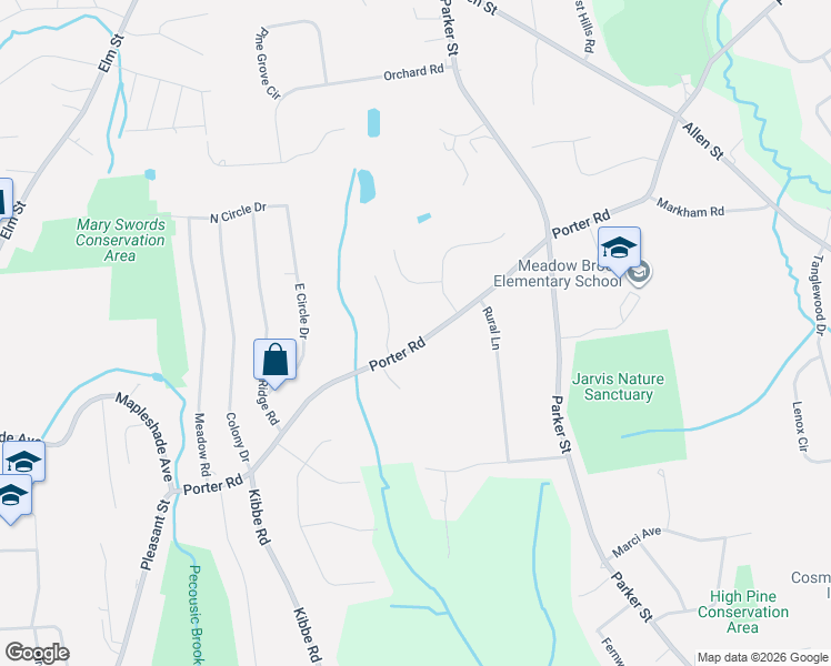 map of restaurants, bars, coffee shops, grocery stores, and more near 149 Porter Road in East Longmeadow