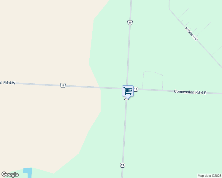 map of restaurants, bars, coffee shops, grocery stores, and more near 93 Concession Road 4 West in Kingsville