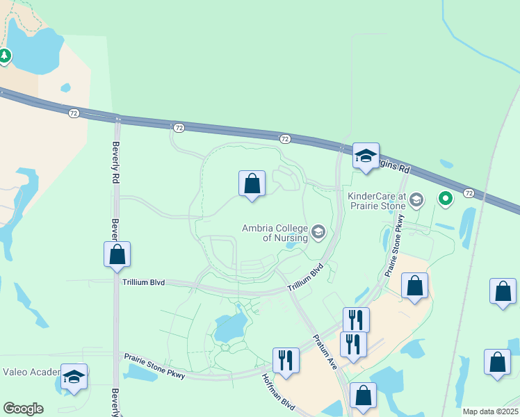 map of restaurants, bars, coffee shops, grocery stores, and more near 3333 Beverly Road in Hoffman Estates