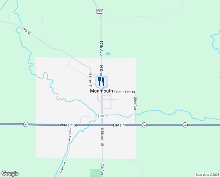 map of restaurants, bars, coffee shops, grocery stores, and more near in Monmouth