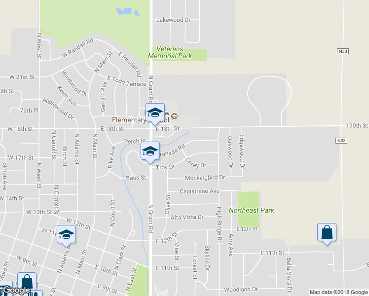 map of restaurants, bars, coffee shops, grocery stores, and more near 702 Granada Road in Carroll