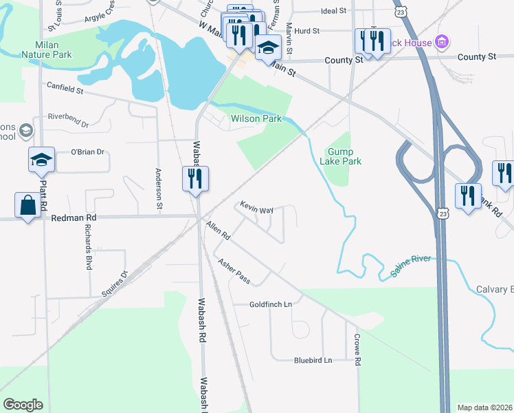 map of restaurants, bars, coffee shops, grocery stores, and more near 66 Kevin Way in Milan