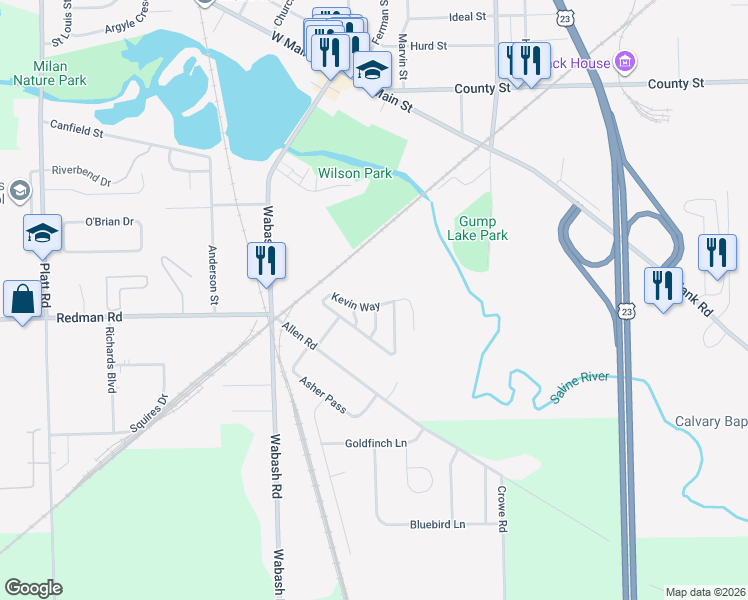 map of restaurants, bars, coffee shops, grocery stores, and more near 66 Kevin Way in Milan