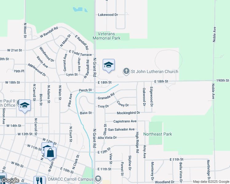 map of restaurants, bars, coffee shops, grocery stores, and more near 704-10 East 18th Street in Carroll