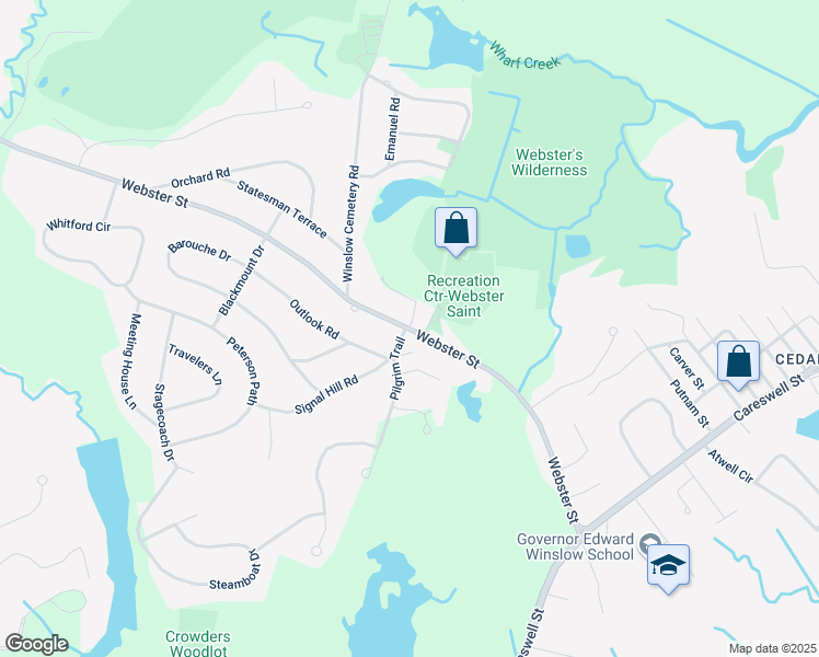 map of restaurants, bars, coffee shops, grocery stores, and more near 238 Webster Street in Marshfield