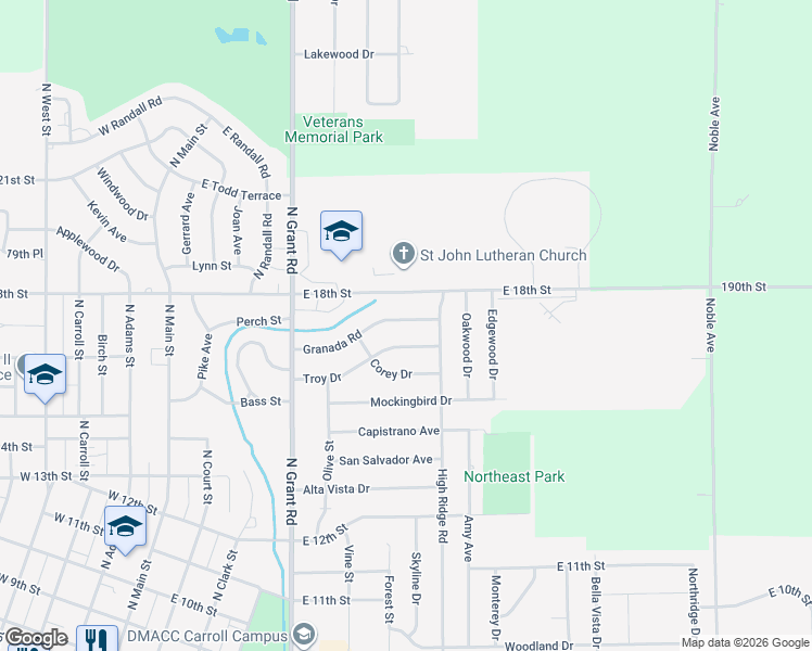 map of restaurants, bars, coffee shops, grocery stores, and more near 741-899 Granada Road in Carroll