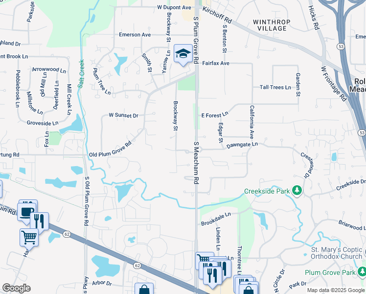 map of restaurants, bars, coffee shops, grocery stores, and more near 4830 Deepwood Lane in Palatine