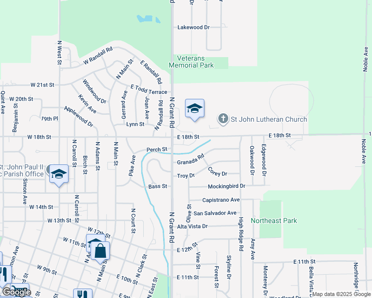 map of restaurants, bars, coffee shops, grocery stores, and more near 506-12 E 18th St in Carroll