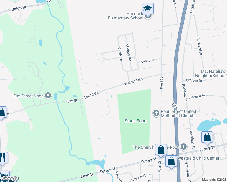 map of restaurants, bars, coffee shops, grocery stores, and more near 1244 West Elm Street Extension in Brockton