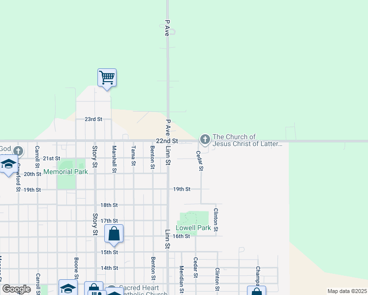 map of restaurants, bars, coffee shops, grocery stores, and more near 2128 Linn Street in Boone
