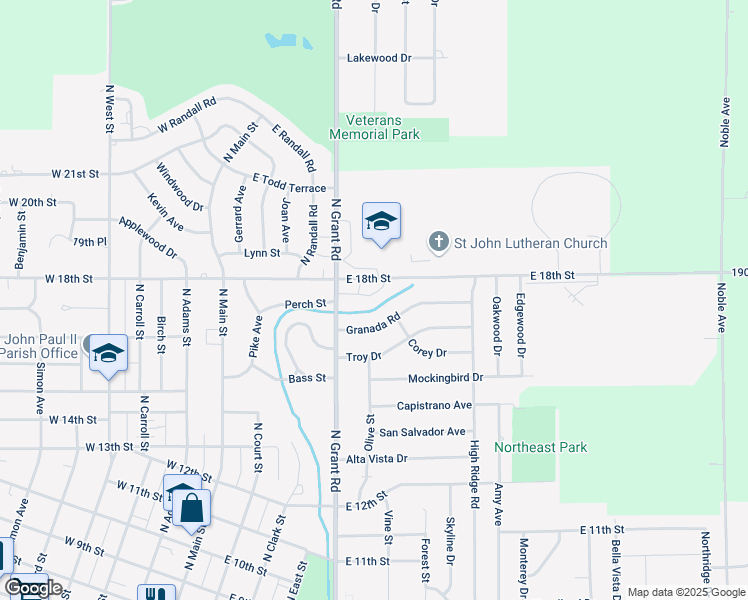 map of restaurants, bars, coffee shops, grocery stores, and more near 704-10 East 18th Street in Carroll