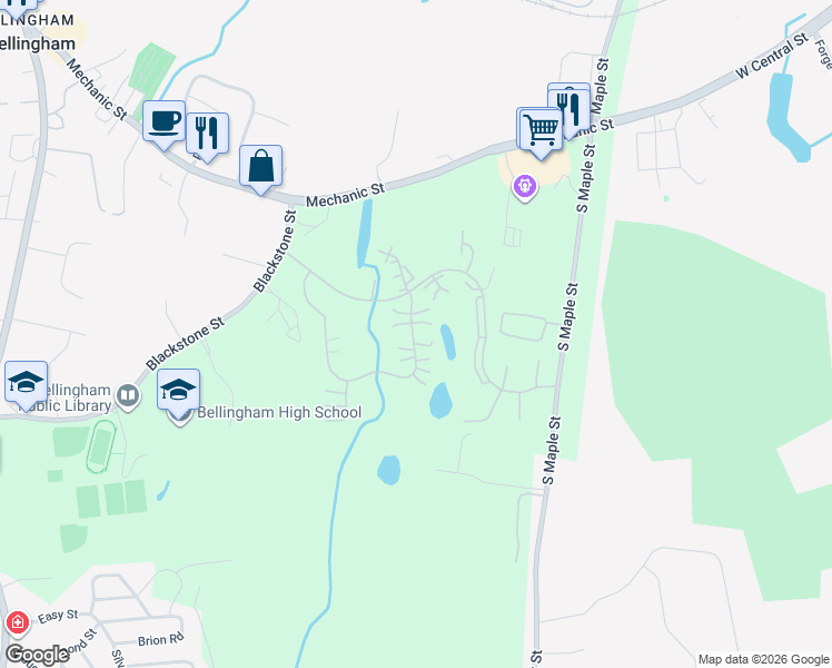 map of restaurants, bars, coffee shops, grocery stores, and more near 2301 Old Bridge Lane in Bellingham
