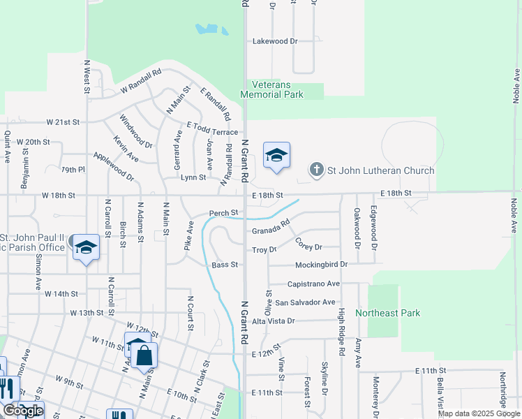 map of restaurants, bars, coffee shops, grocery stores, and more near 506-12 E 18th St in Carroll