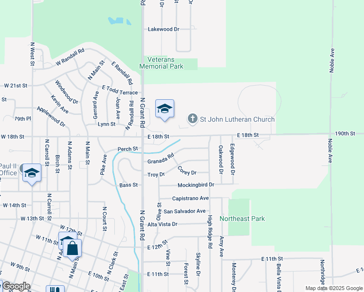 map of restaurants, bars, coffee shops, grocery stores, and more near 727 Granada Road in Carroll