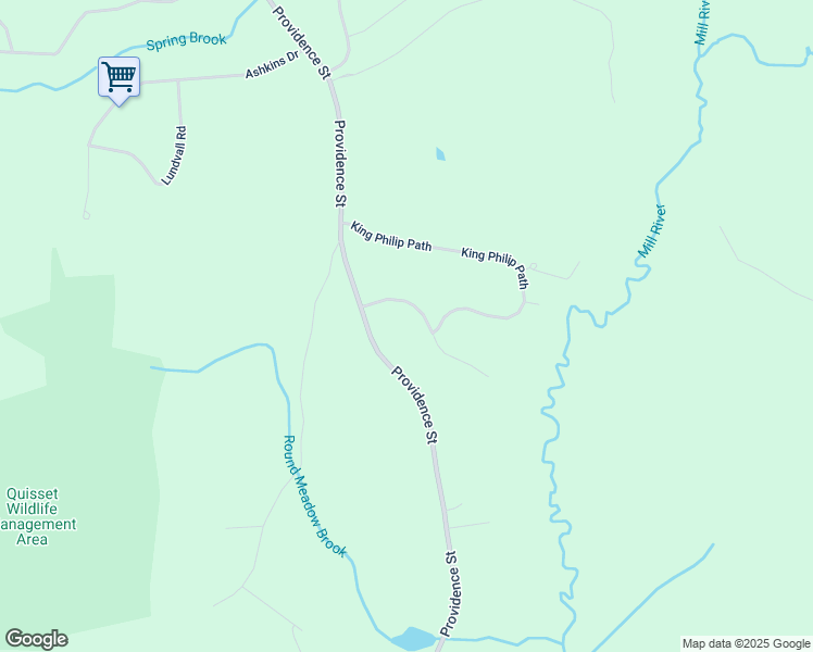 map of restaurants, bars, coffee shops, grocery stores, and more near 5 Massasoit Way in Mendon