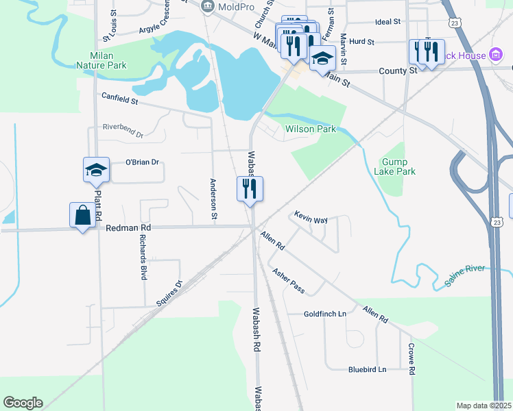 map of restaurants, bars, coffee shops, grocery stores, and more near 407 Wabash Street in Milan