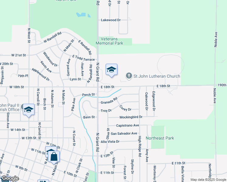 map of restaurants, bars, coffee shops, grocery stores, and more near 704-10 East 18th Street in Carroll