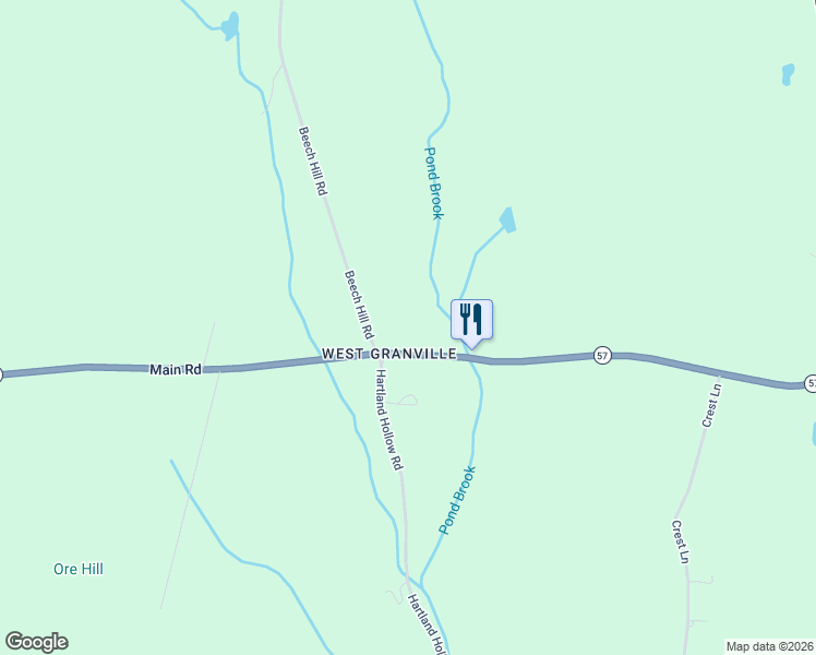 map of restaurants, bars, coffee shops, grocery stores, and more near 1566 Main Road in Granville