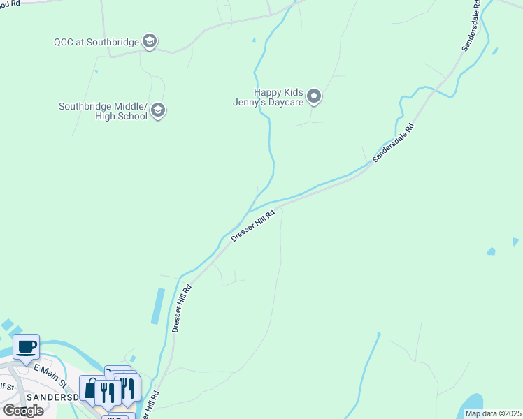 map of restaurants, bars, coffee shops, grocery stores, and more near 353 Dresser Hill Road in Southbridge