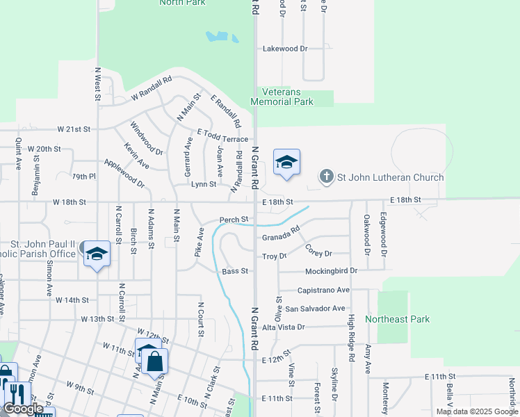 map of restaurants, bars, coffee shops, grocery stores, and more near 506-12 E 18th St in Carroll