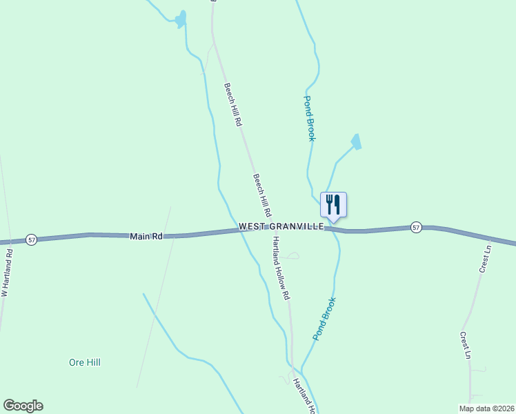 map of restaurants, bars, coffee shops, grocery stores, and more near 13 Beech Hill Road in Granville